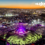 Imagen aérea del estadio Chevron durante la inauguración de la temporada 2024 de Toros de Tijuana.